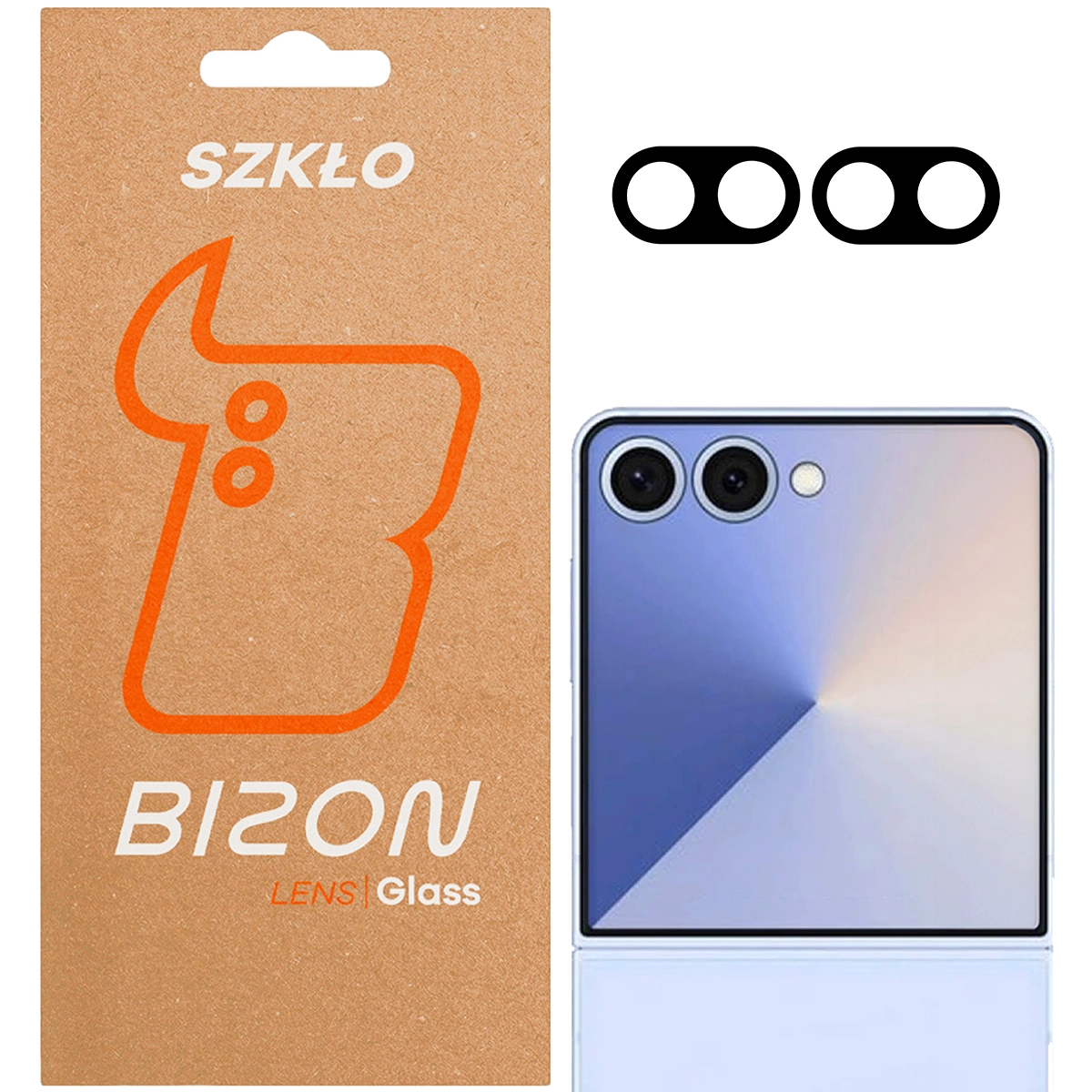 Szkło ochronne Bizon na aparat Silk Lens do Samsung Galaxy Z Flip7 czarny 2 sztuki