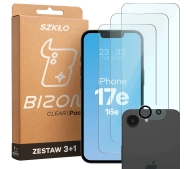 Bizon 3x szkło + szybka na aparat Clear 2 Pack do Apple iPhone 16e/17e