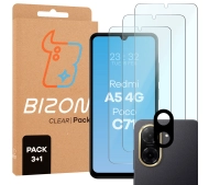 Bizon 3x szkło + szybka na aparat Clear 2 Pack do Xiaomi Redmi A5 4G / Xiaomi POCO C71 4G
