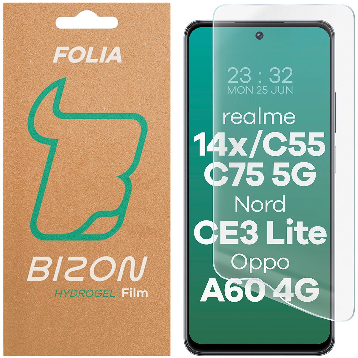 Folia hydrożelowa Bizon na ekran Hydrogel Front do Realme 14x 5G/C55/C75 / OnePlus Nord CE 3 Lite/Oppo A60 4G 1 sztuka