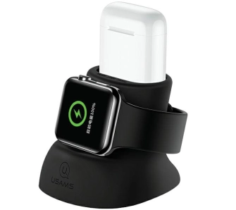 Stojak USAMS US-ZJ051 2w1 do ładowania Apple Watch i AirPods Czarny