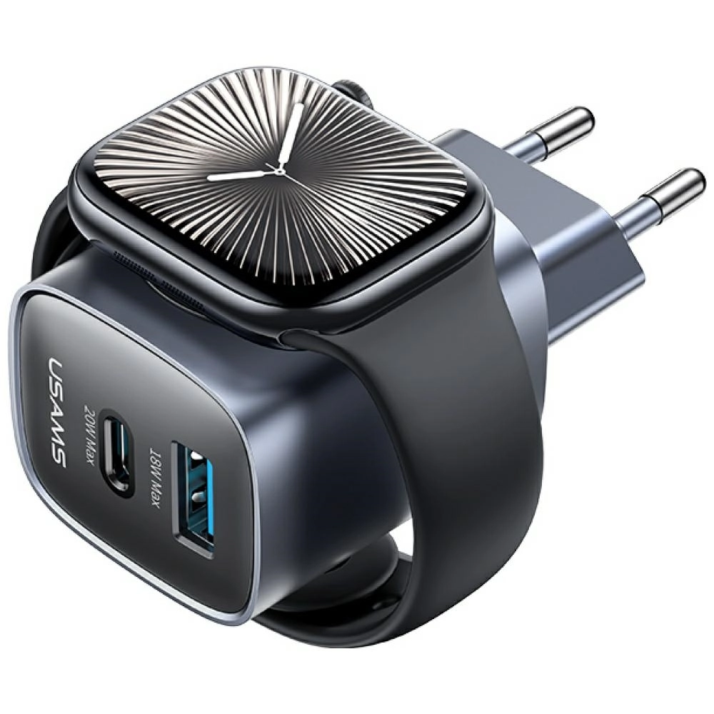 Ładowarka sieciowa USAMS CC293 T67 20W iWatch 1x USB-C 1x USB-A Szary