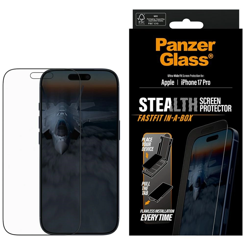 Szkło ochronne PanzerGlass Stealth Ultra-Wide Fit Fastfit do iPhone 17 Pro