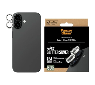 Szkło ochronne PanzerGlass Hoops Glitter do iPhone 17 / 16 / 16 Plus Srebrny