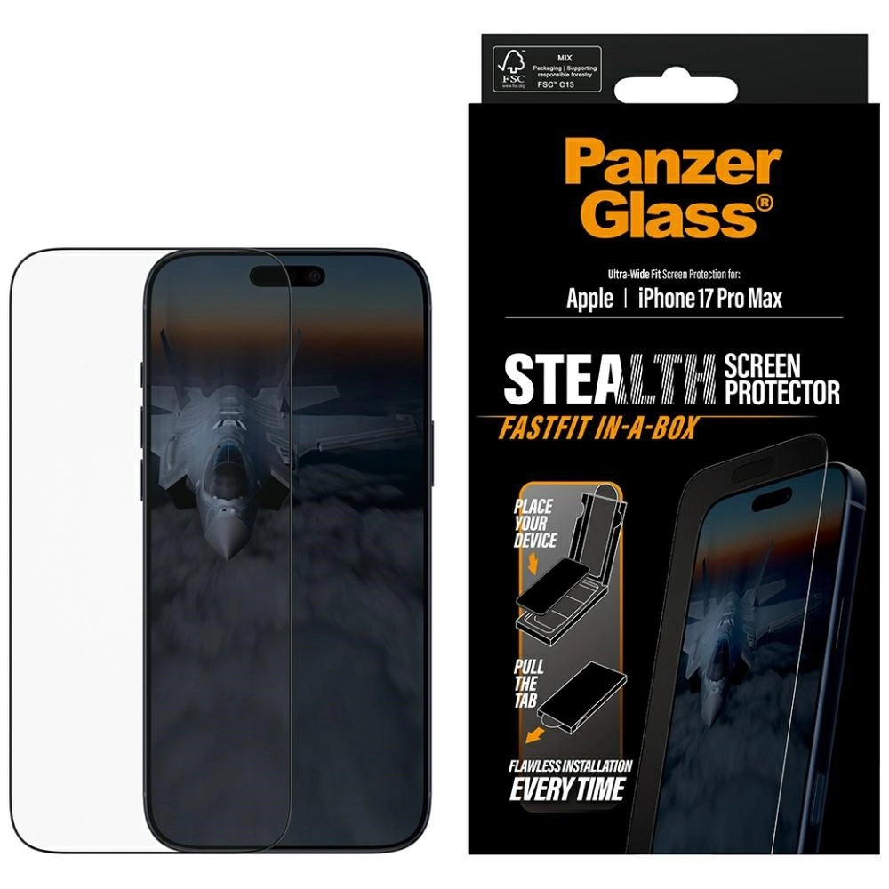Szkło ochronne PanzerGlass Stealth Ultra-Wide Fit Fastfit do iPhone 17 Pro Max