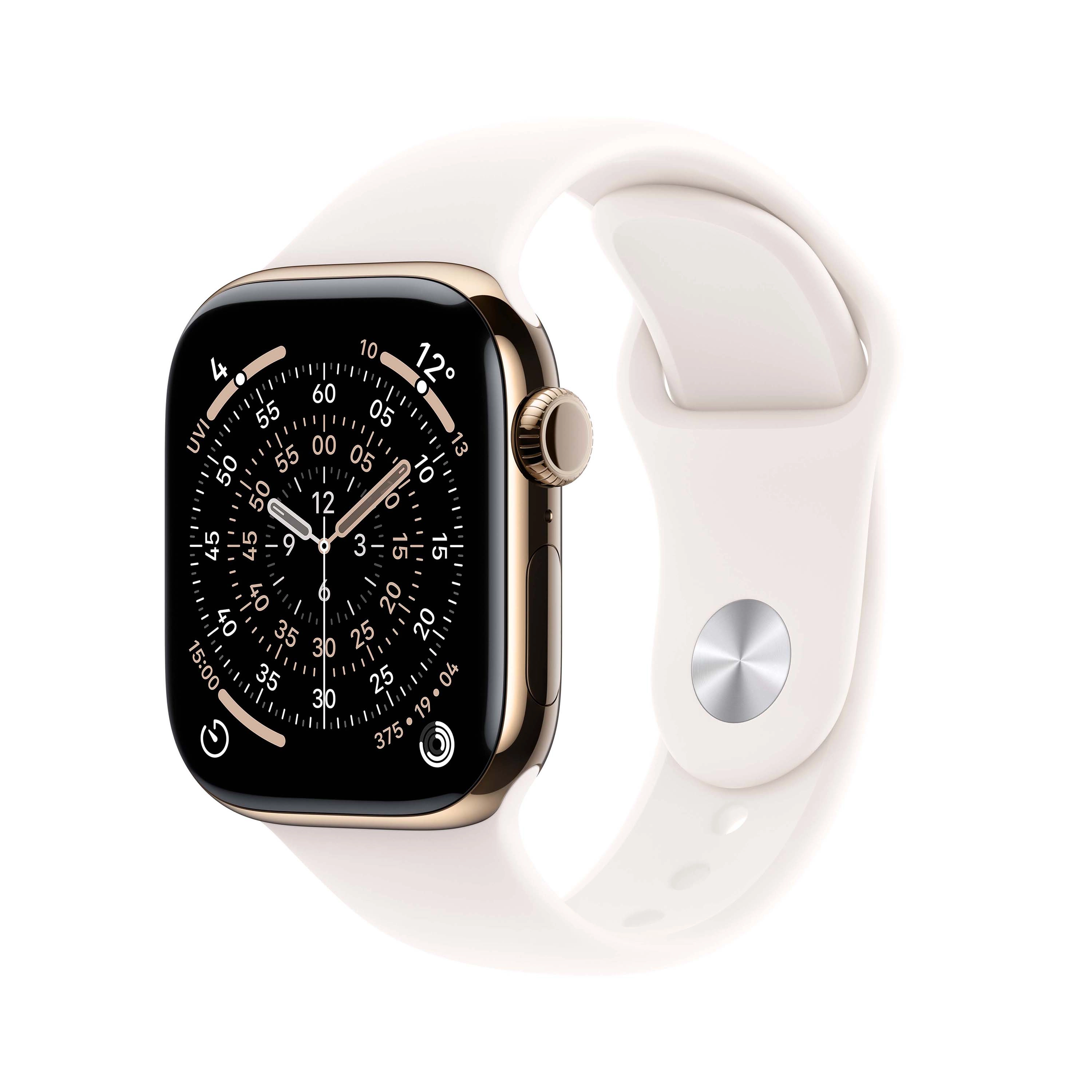 Apple Watch Series 11 GPS + Cellular 42mm Tytan Złoty Pasek sportowy Łagodny róż S/M