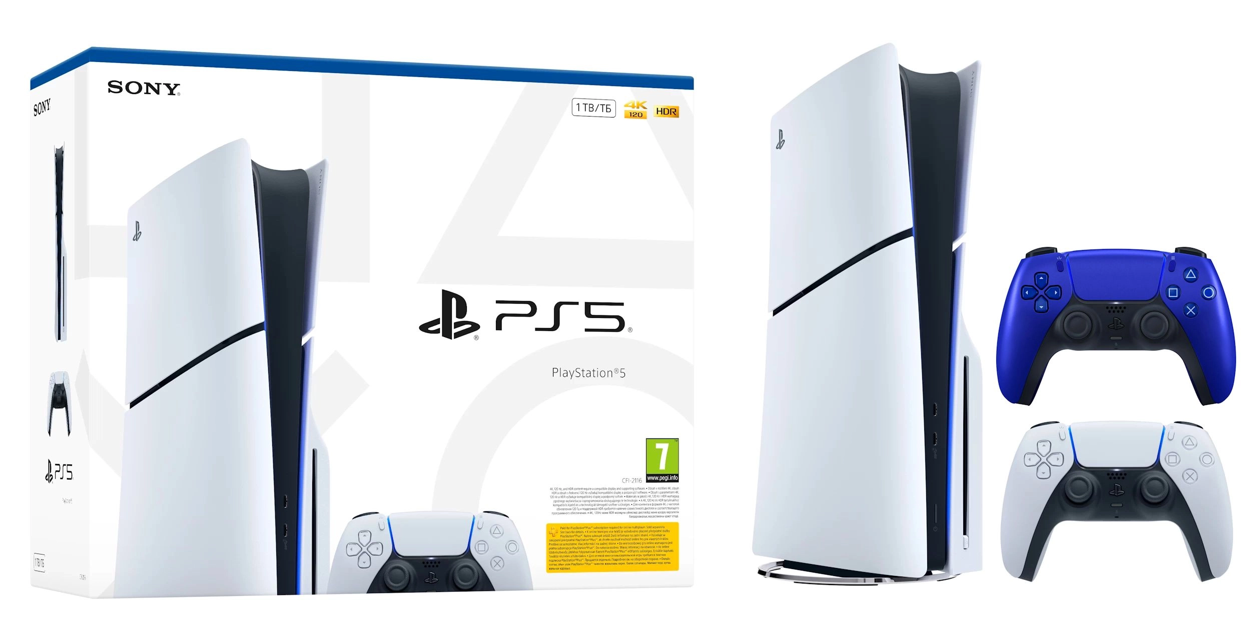 Konsola Sony PlayStation 5 Slim E Chassis (PS5) 1TB z napędem + Dodatkowy Pad Wieczorny kobalt