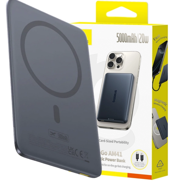 Powerbank Baseus PicoGo AM41 Ultra-Slim Magnetic 5000mAh 20W Szary