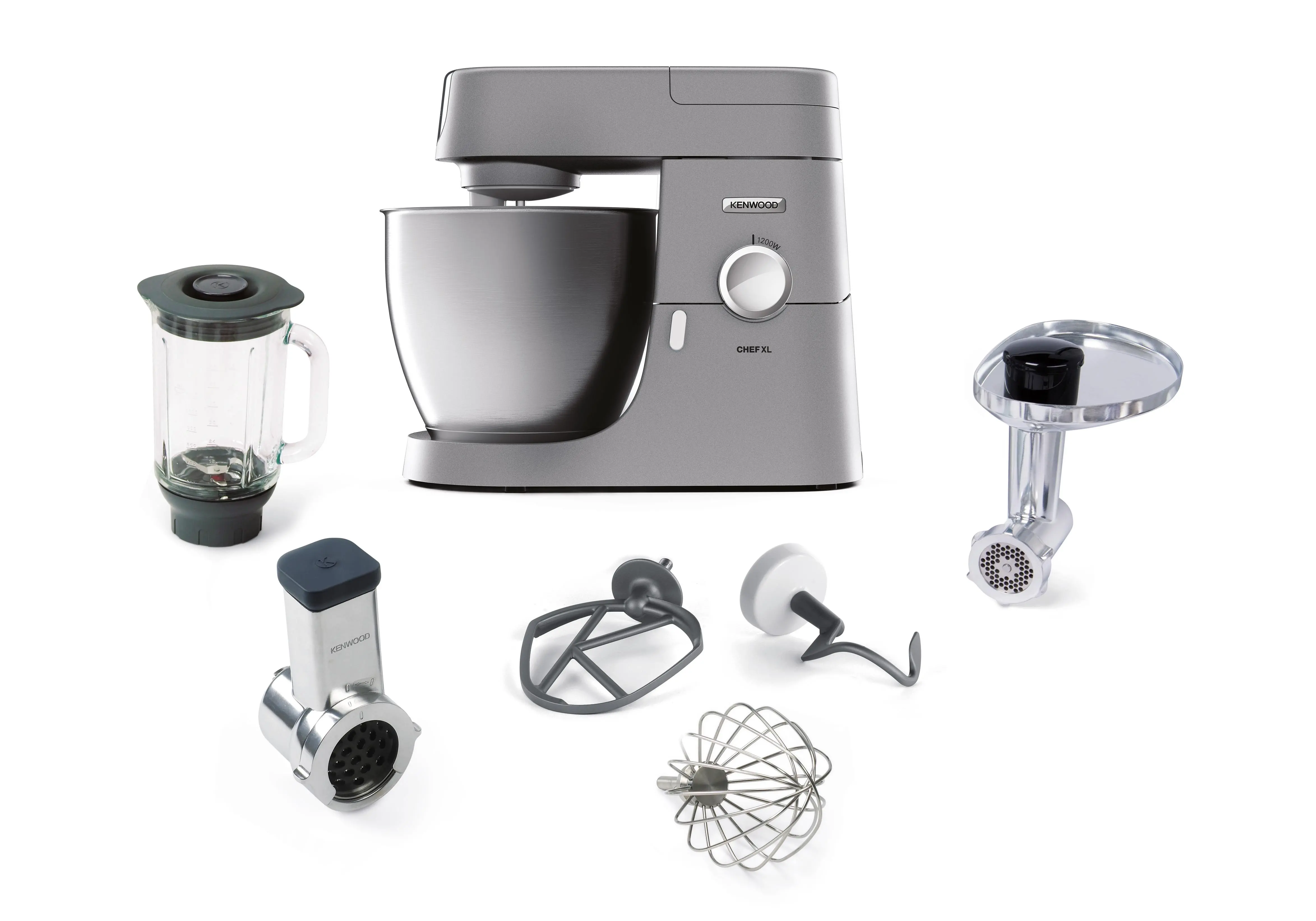 Kenwood Chef KVL4220S Z szatkownicą z 5 bębnami Maszynką z 3 sitami Blenderem kielichowym