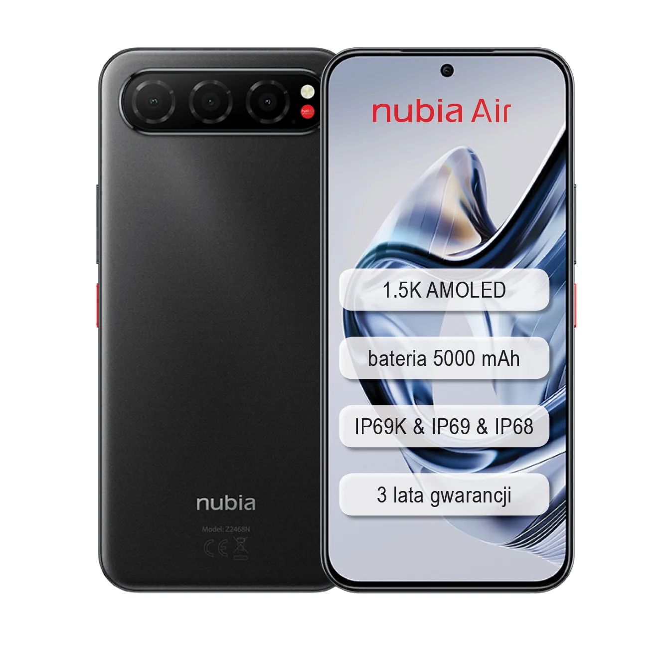 Smartfon Nubia AIR 8/256GB 6,78" 120Hz 50Mpix Czarny