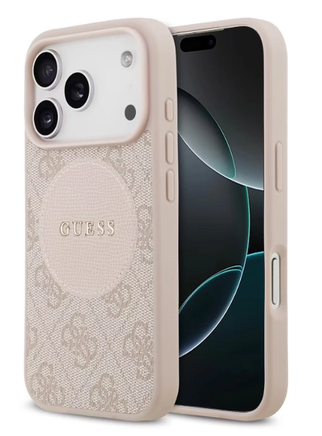 Etui Guess 4G Circle Classic Logo MagSafe do iPhone 17 Pro Różowy