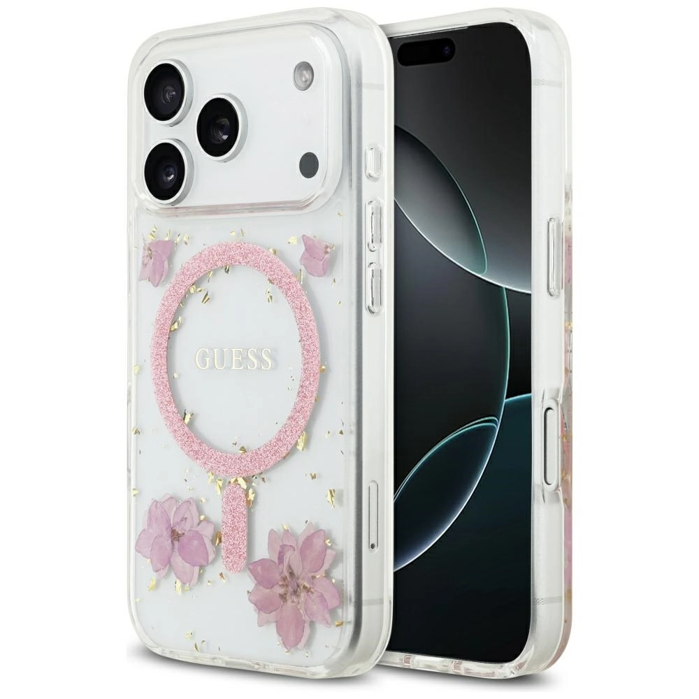 Etui Guess Rhinestone Triangle Logo do iPhone 17 Pro różowy