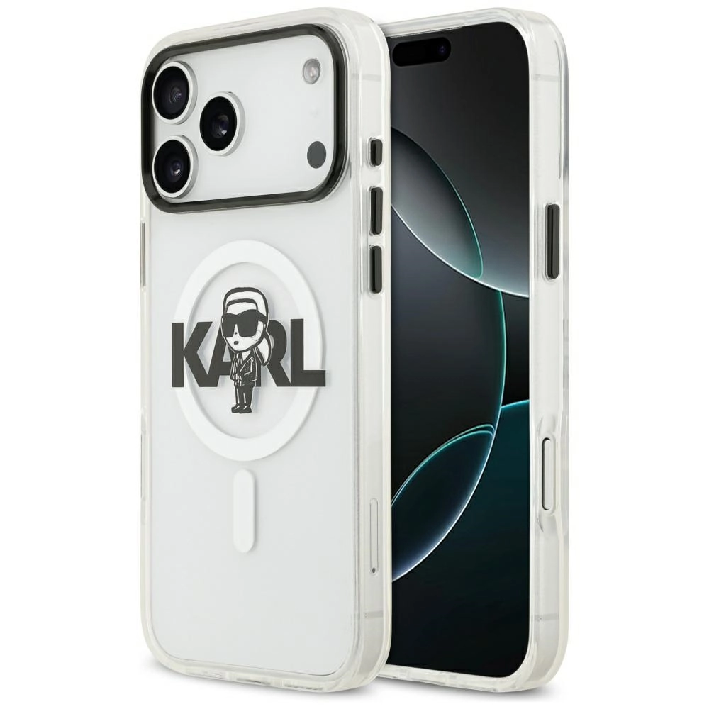 Etui Karl Lagerfeld IML Karl Sketch Logo MagSafe do iPhone 17 Pro Max Przezroczysty