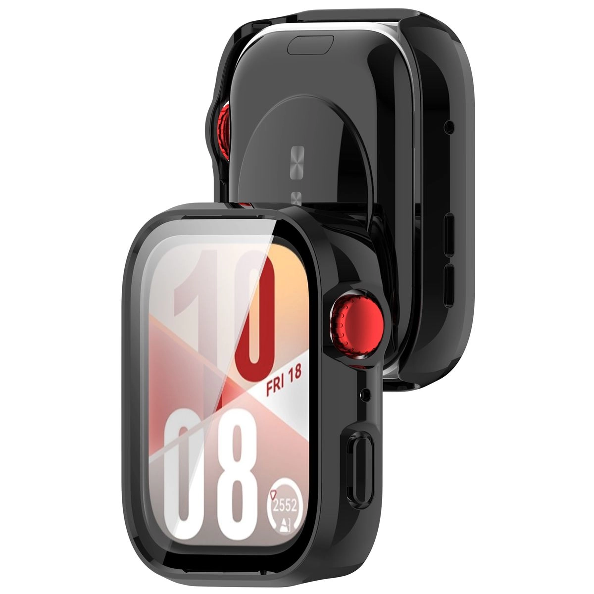 Nakładka na tarczę Bizon ze szkłem do Huawei Watch Fit 4 czarny