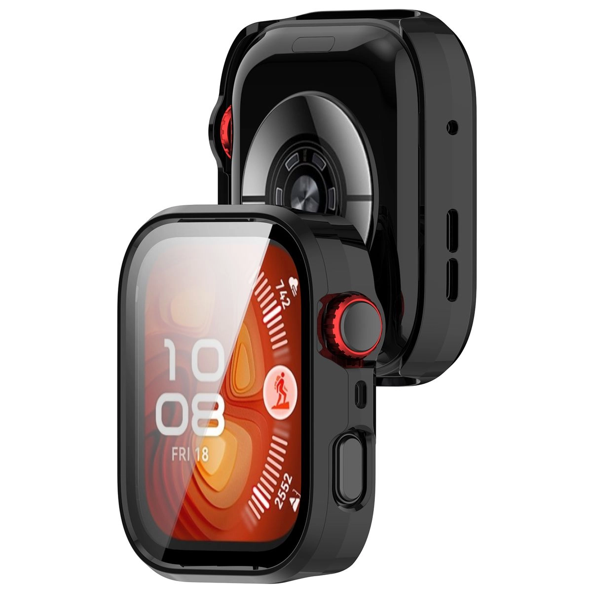 Nakładka na tarczę Bizon ze szkłem do Huawei Watch Fit 4 Pro czarny