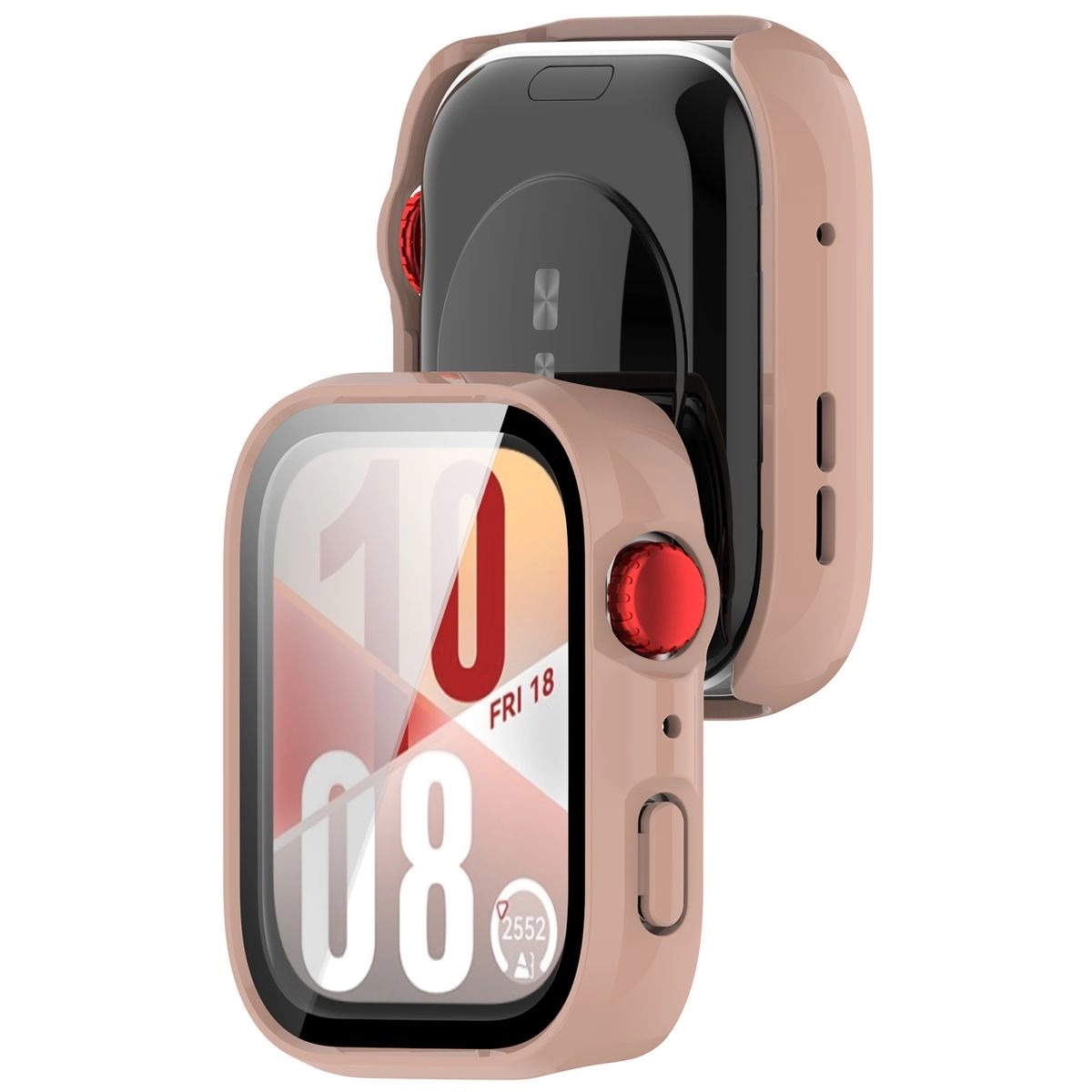 Nakładka na tarczę Bizon ze szkłem do Huawei Watch Fit 4 różowy