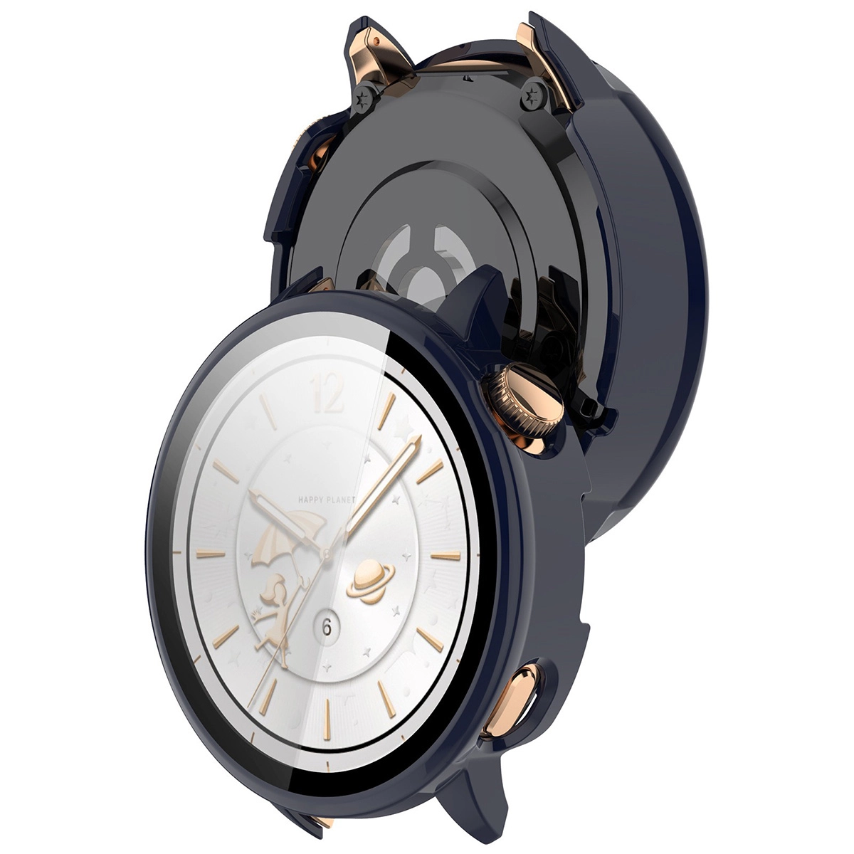 Nakładka na tarczę Bizon ze szkłem do OnePlus Watch 3 43 mm niebieski