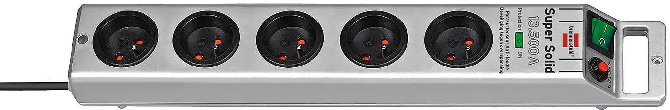 Listwa Brennenstuhl Super-Solid 144104 5 gniazd 2,5m Srebrno-czarny