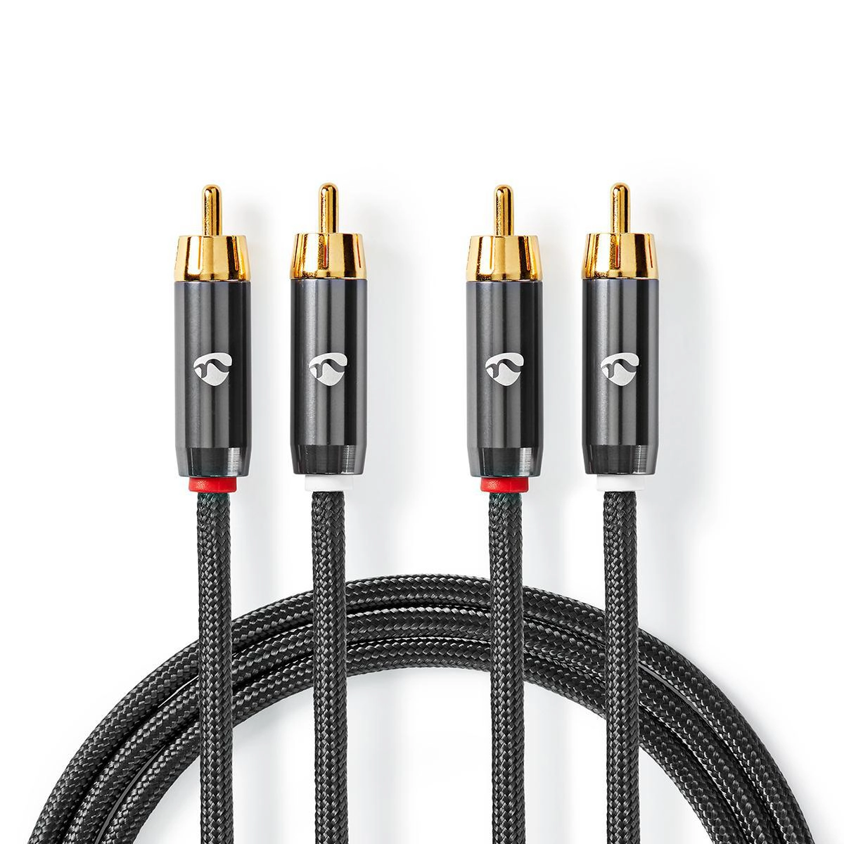 Kabel audio Nedis CATB24200GY20 ProfiGold 2x RCA 2m Srebrny