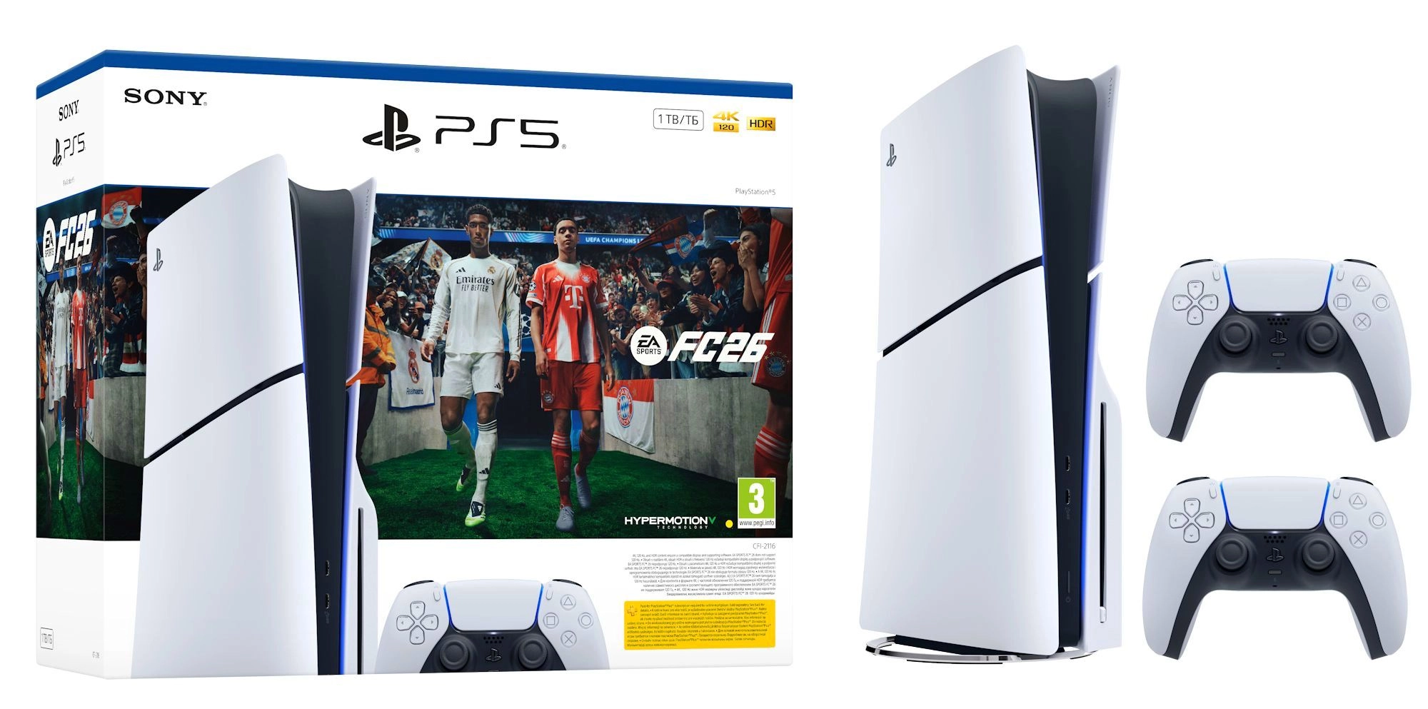 Konsola Sony PlayStation 5 Slim E Chassis (PS5) 1TB z napędem EA SPORTS FC 26 Bundle + Dodatkowy Pad