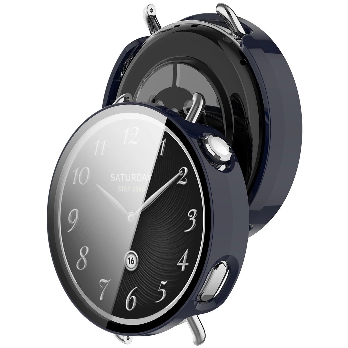 Nakładka na tarczę Bizon ze szkłem do Xiaomi Watch S4 41mm Niebieski