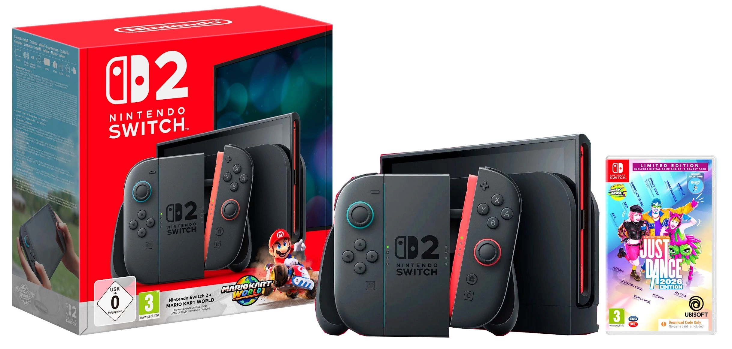 Konsola Nintendo Switch 2 Joy-Con Czarny + Mario Kart World + Just Dance 2026 Edycja Limitowana