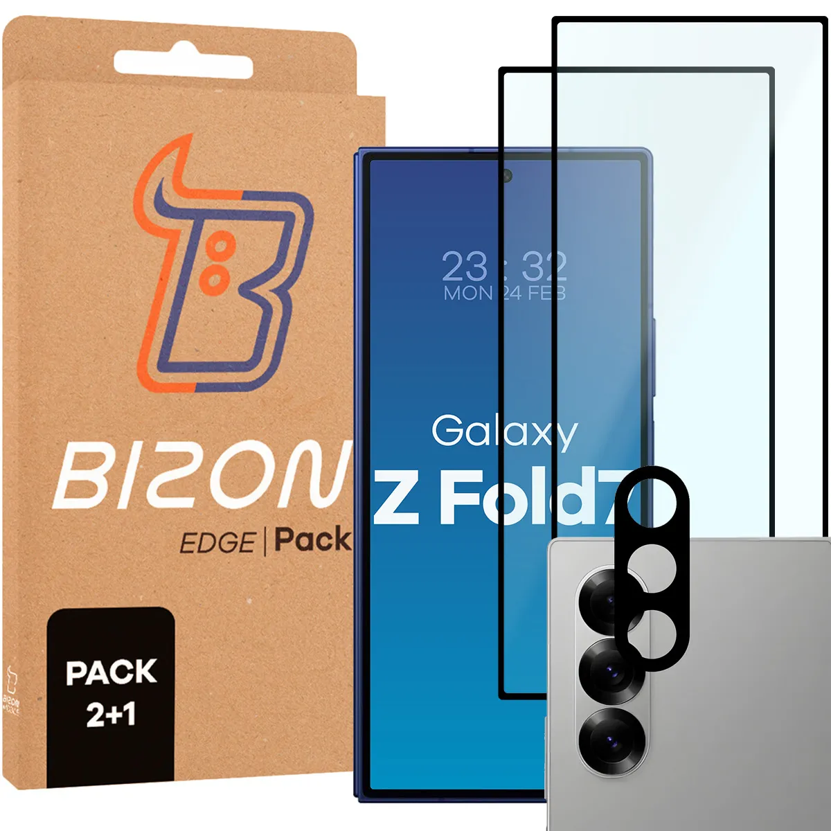 Zestaw ochronny Bizon 2x Szkło + szybka na aparat Edge 2 Pack do Samsung Galaxy Z Fold7