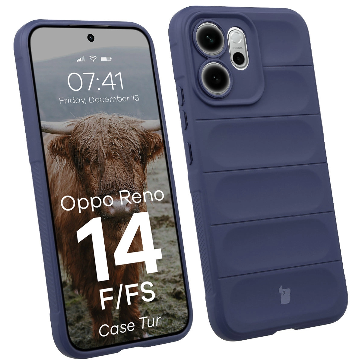 Etui Bizon Pancerne Tur do Oppo Reno 14 F / FS Granatowy