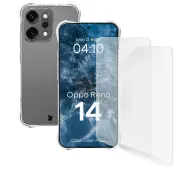 Bizon elastyczne etui Salpa + 2x szkło hartowane Clear Pack do Oppo Reno 14