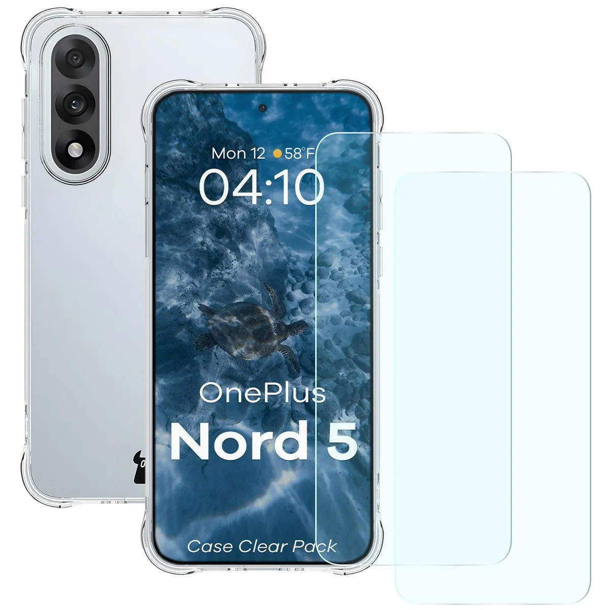 Zestaw ochronny Bizon elastyczne etui Salpa + 2x szkło hartowane Clear Pack do OnePlus Nord 5