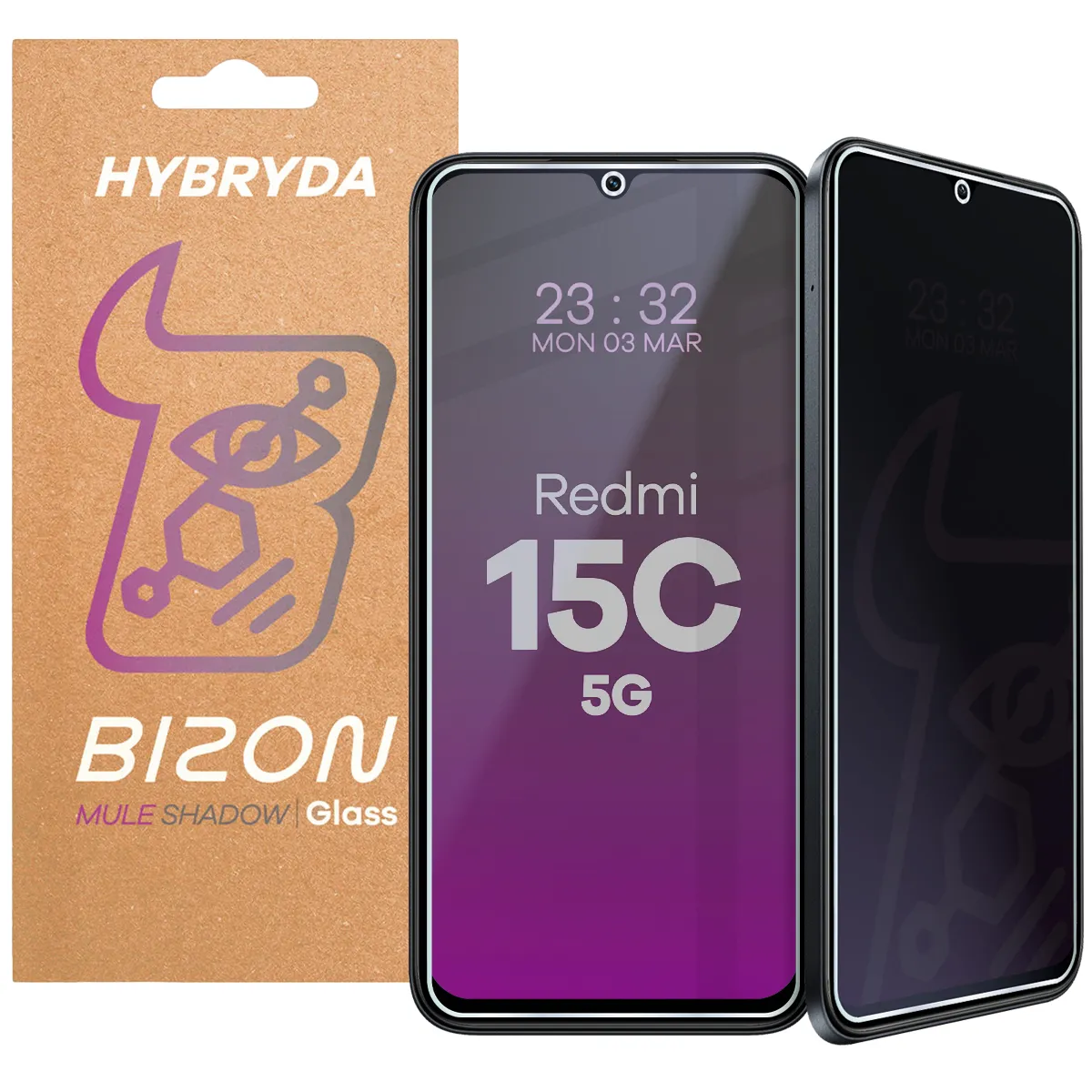 Szkło hybrydowe Bizon Prywatyzujące Mule Shadow do Xiaomi Redmi 15C