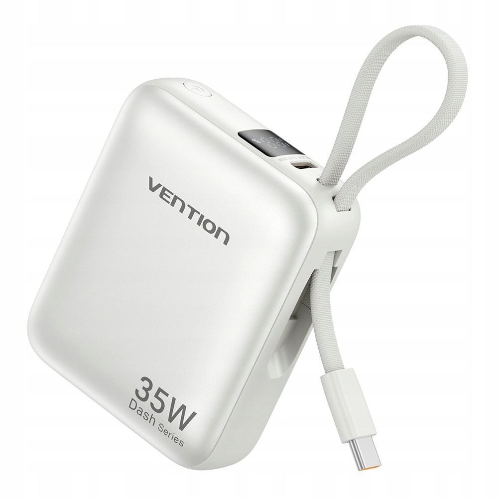 Powerbank Vention FHEN0 10000mAh 35W Wbudowany kabel USB-C Beżowy
