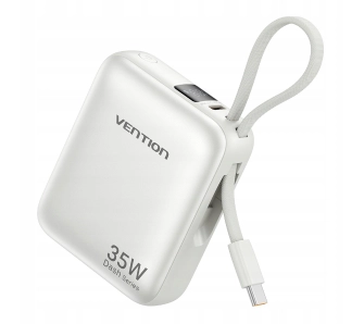 Powerbank Vention FHEN0 10000mAh 35W Wbudowany kabel USB-C Beżowy