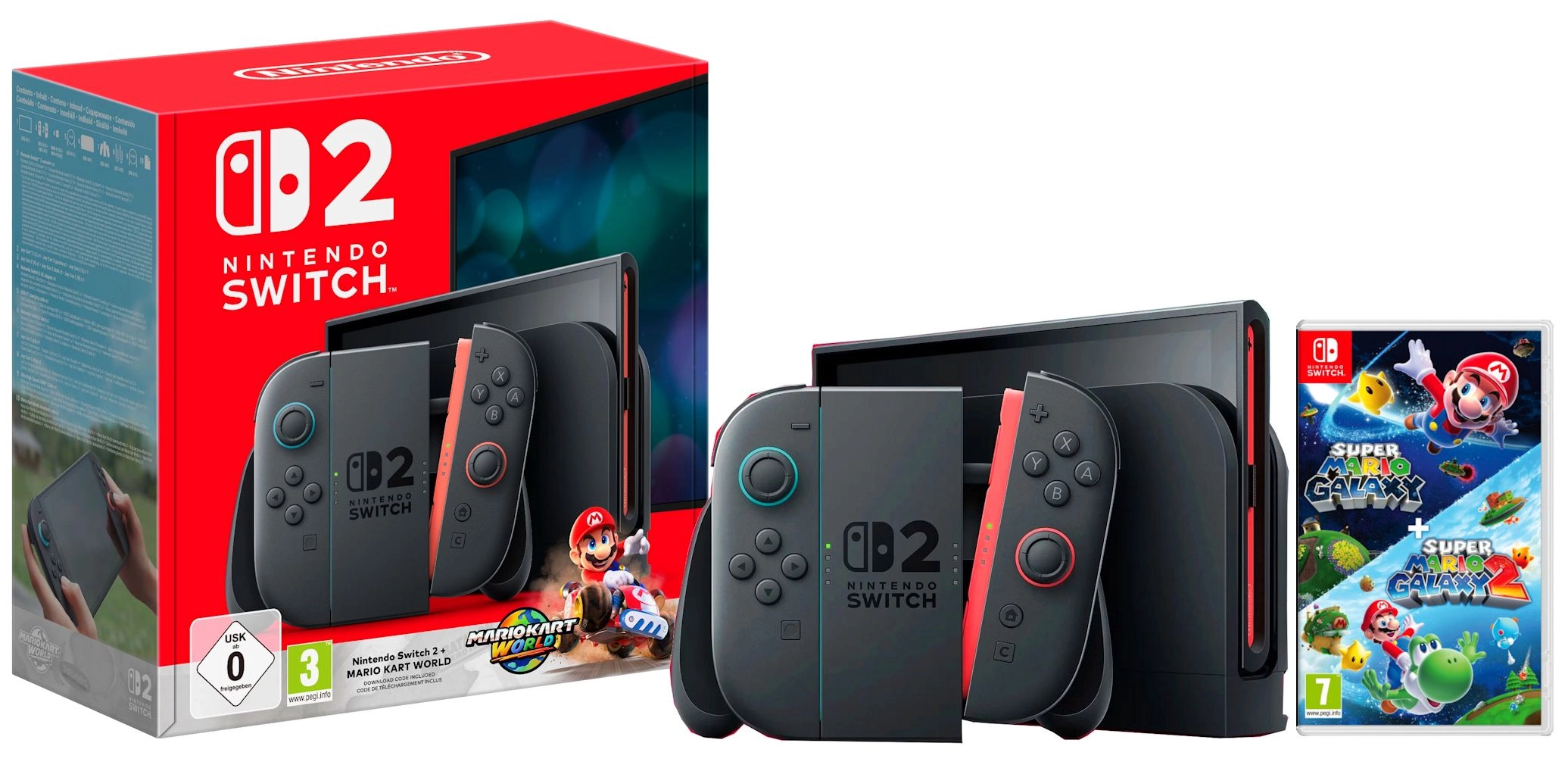 Konsola Nintendo Switch 2 Joy-Con Czarny + Mario Kart World + Super Mario Galaxy 1 + Super Mario Galaxy 2