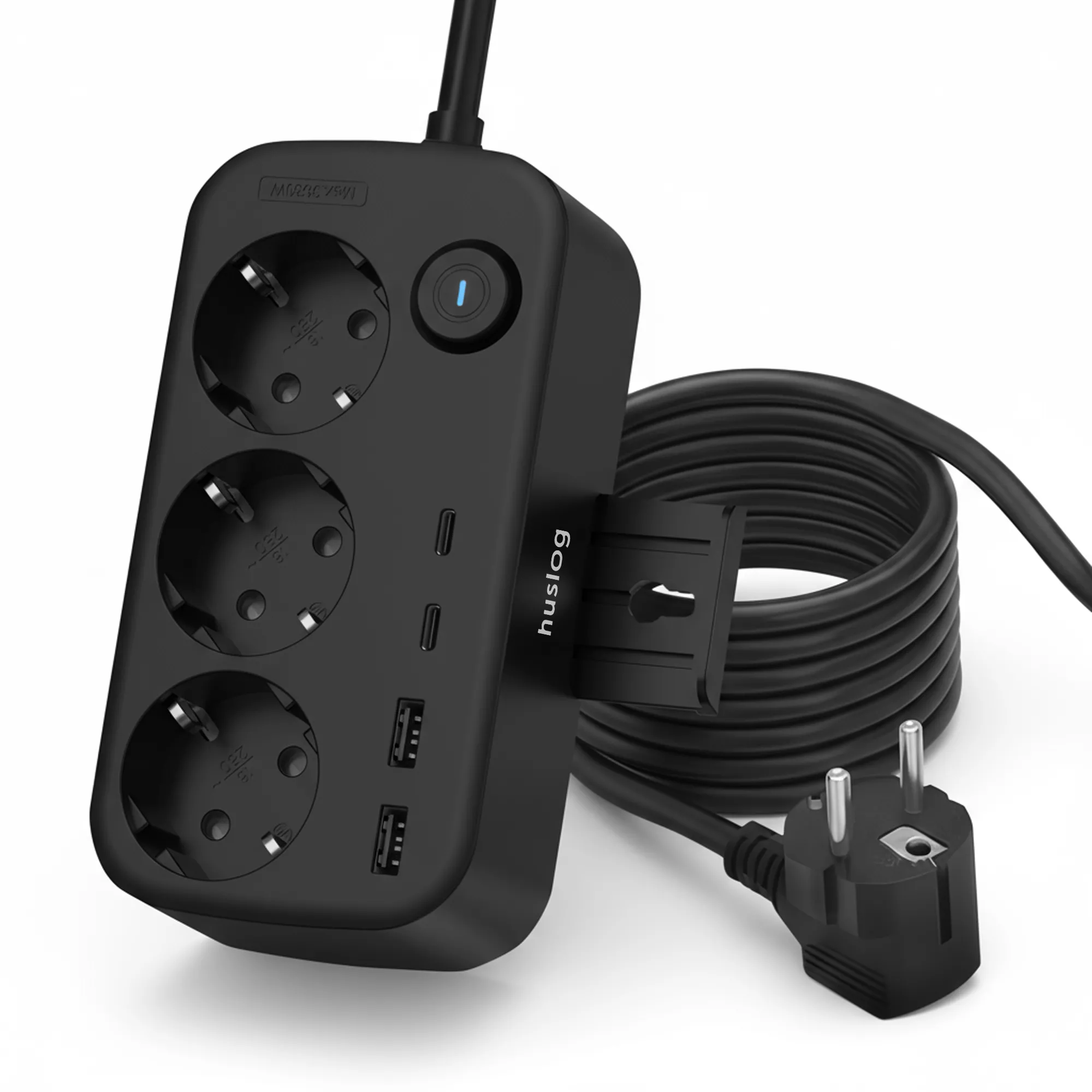 Listwa Huslog HUS1056 POWEROVAL 3 gniazda 1,4m Czarny