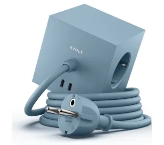 Kostka Avolt 3 gniazda 2x USB-C 3m Niebieski