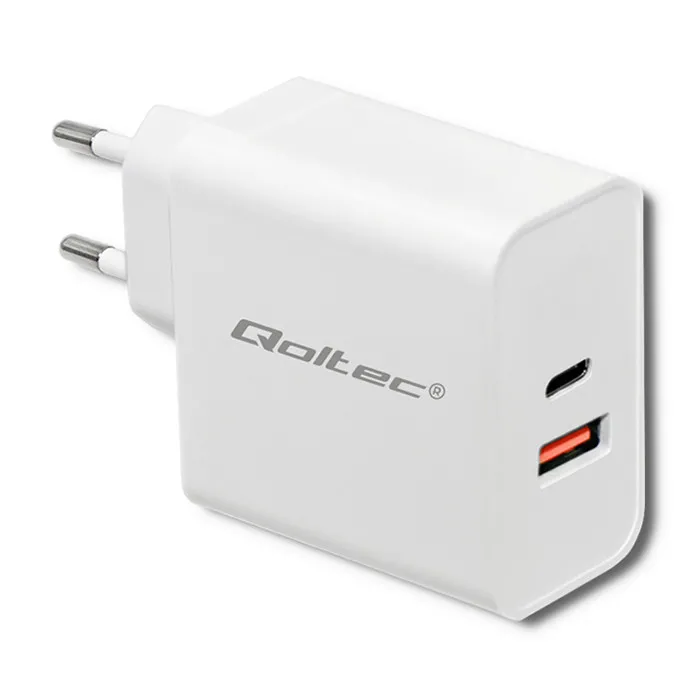 Ładowarka sieciowa Qoltec 51715 USB-A USB-C 63W Biały