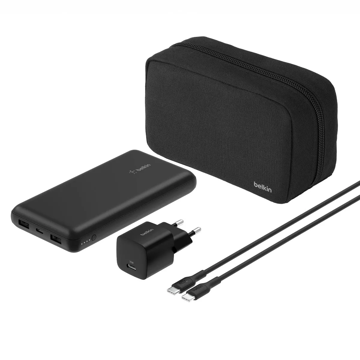 Powerbank Belkin BU042KQBK 20000 mAh Czarny + Ładowarka 25W, Kabel USB-C, Etui