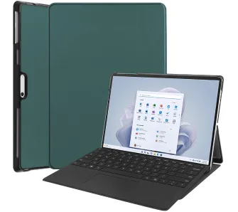 Etui na tablet Bizon Case Tab Croc z klapką do Microsoft Surface Pro 11 / 10 / 9 Ciemnozielony