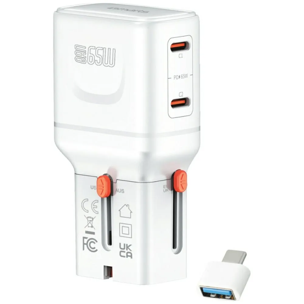 Ładowarka sieciowa 4smarts World Travel Nomad Pocket 2x USB-C 65W Biały