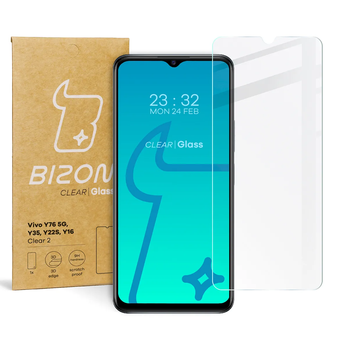 Szkło hartowane Bizon Clear 2 do Vivo Y76 5G / Y35 / Y22s / Y16
