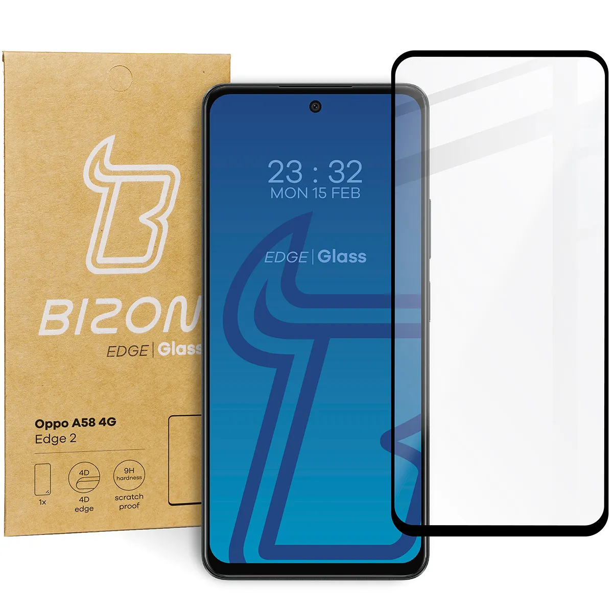 Szkło hartowane Bizon pełne Edge 2 do Oppo A58 4G