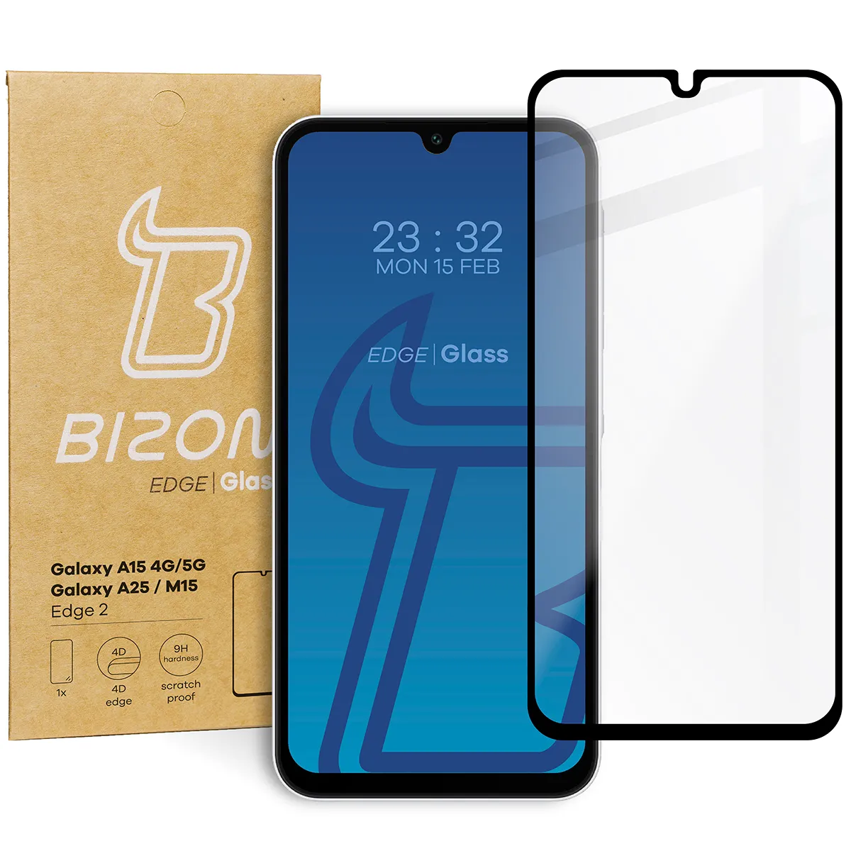 Szkło hartowane Bizon pełne Edge 2 do Samsung Galaxy A15 4G/5G / Galaxy A25 5G / Galaxy M15 5G