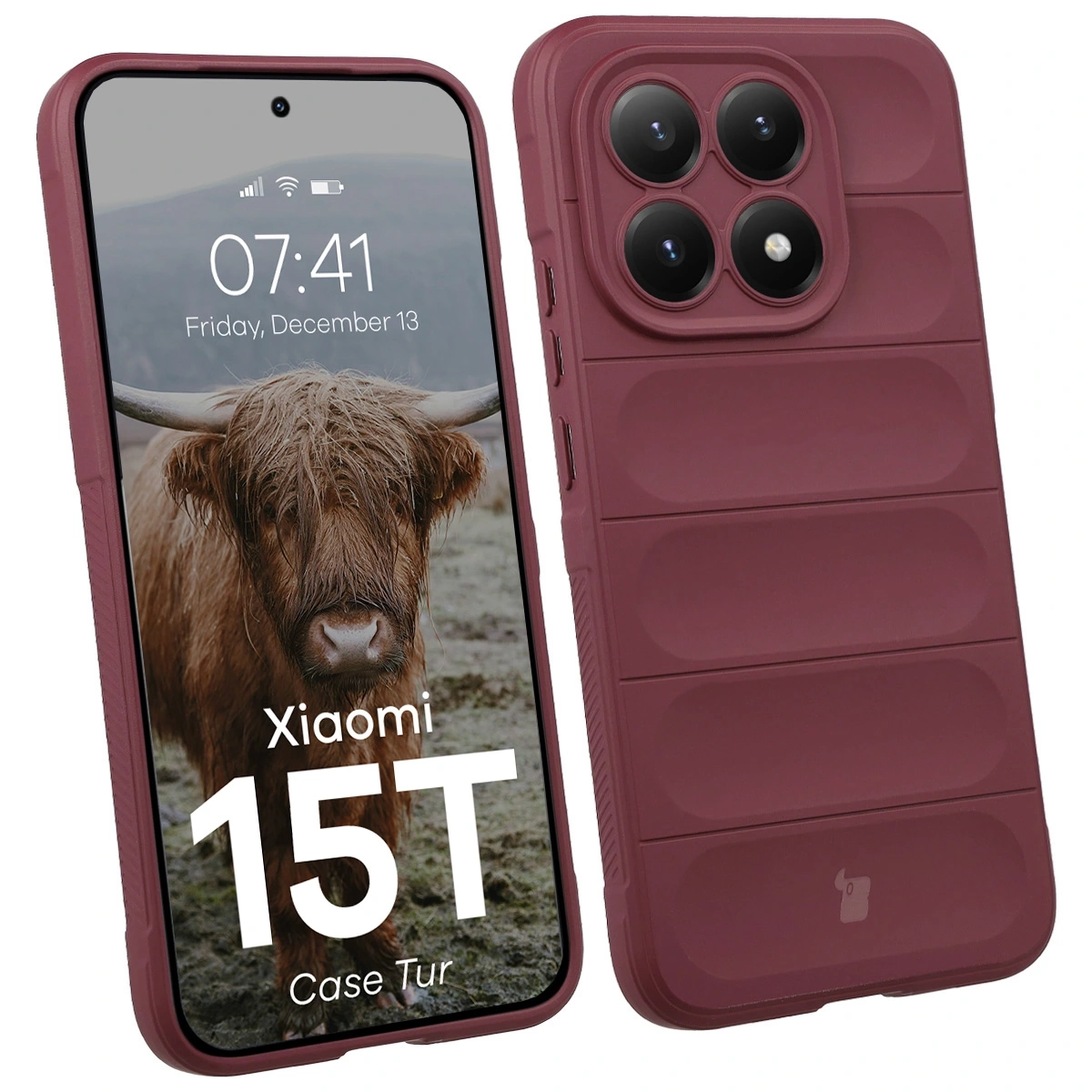 Etui Bizon Tur do Xiaomi 15T Burgundowy