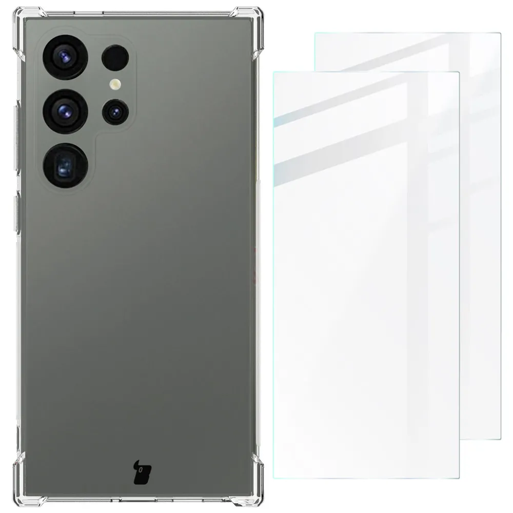 Etui Bizon elastyczne etui + 2x szkło hartowane Clear Pack do Samsung Galaxy S24 Ultra