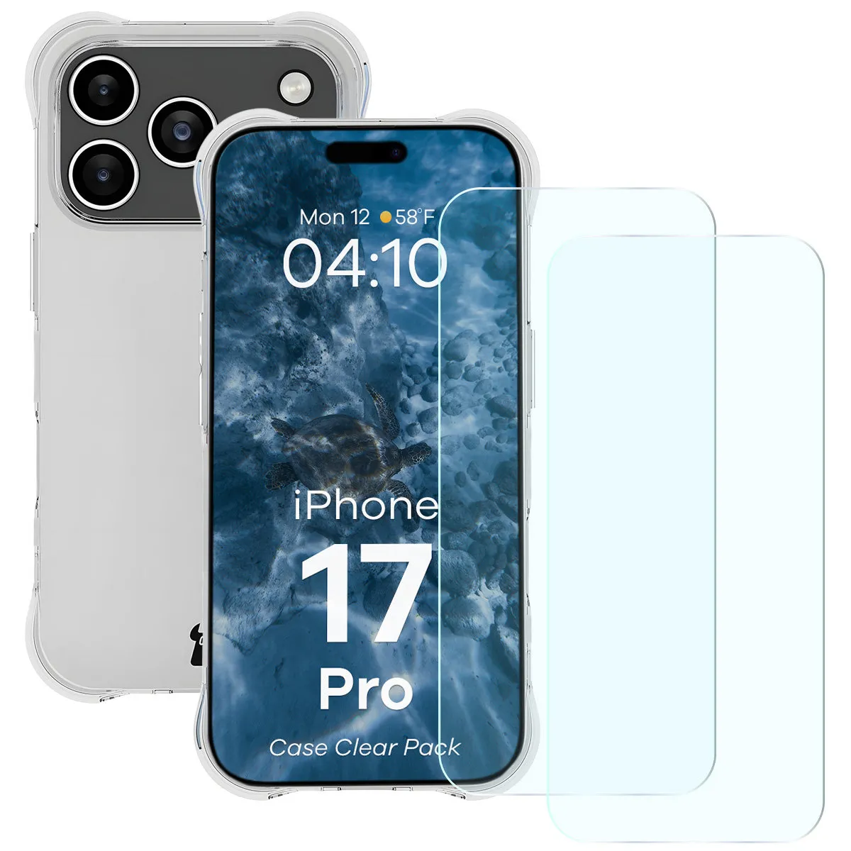 Etui Bizon elastyczne etui + 2x szkło hartowane Clear Pack do iPhone 17 Pro