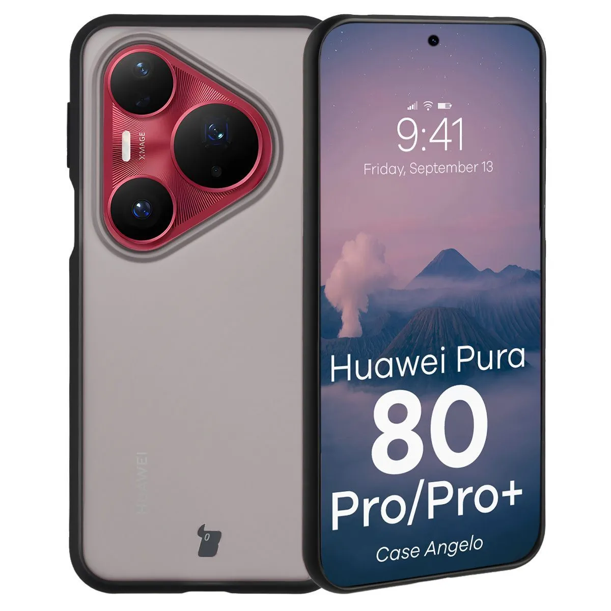 Etui Bizon Angelo do Huawei Pura 80 Pro / Huawei Pura 80 Pro Plus Przydymiony-czarny