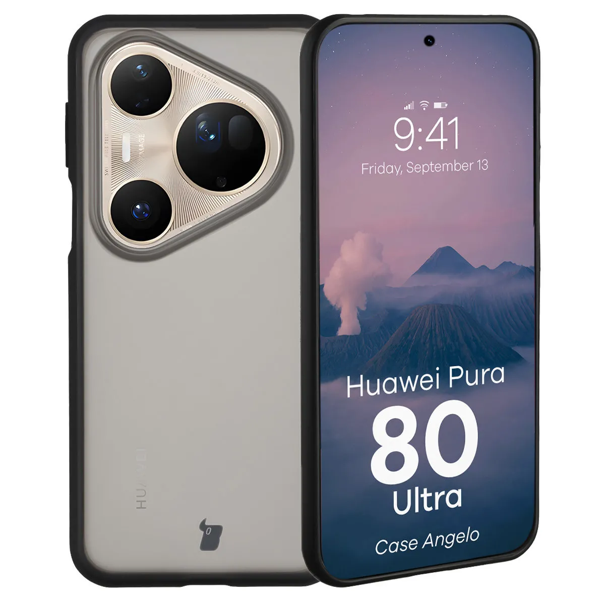 Etui Bizon Angelo do Huawei Pura 80 Ultra Przydymiony-czarny
