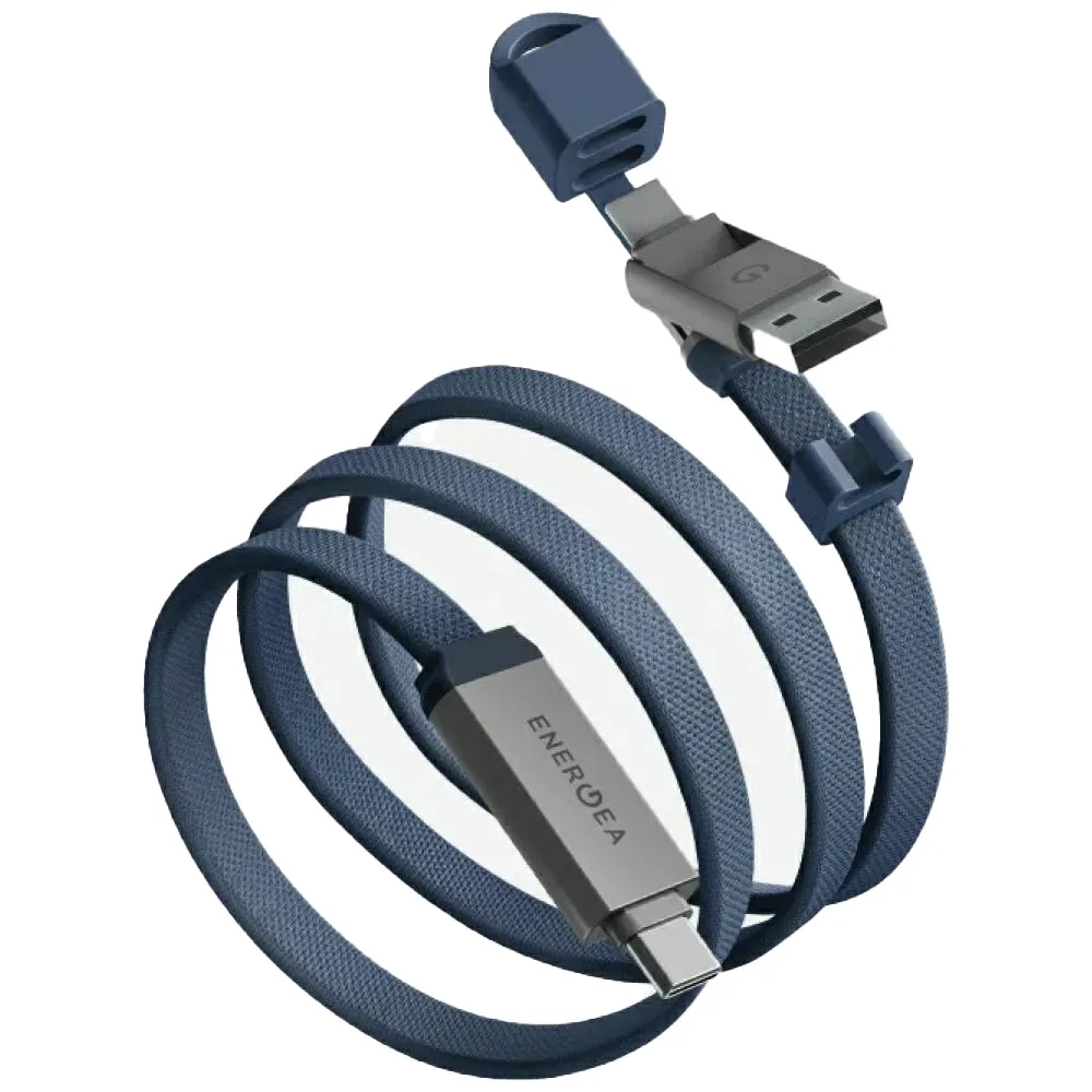 Kabel Energea Sheath Travel 2w1 USB-C do USB-C/USB-A 60W 1,2m Niebieski