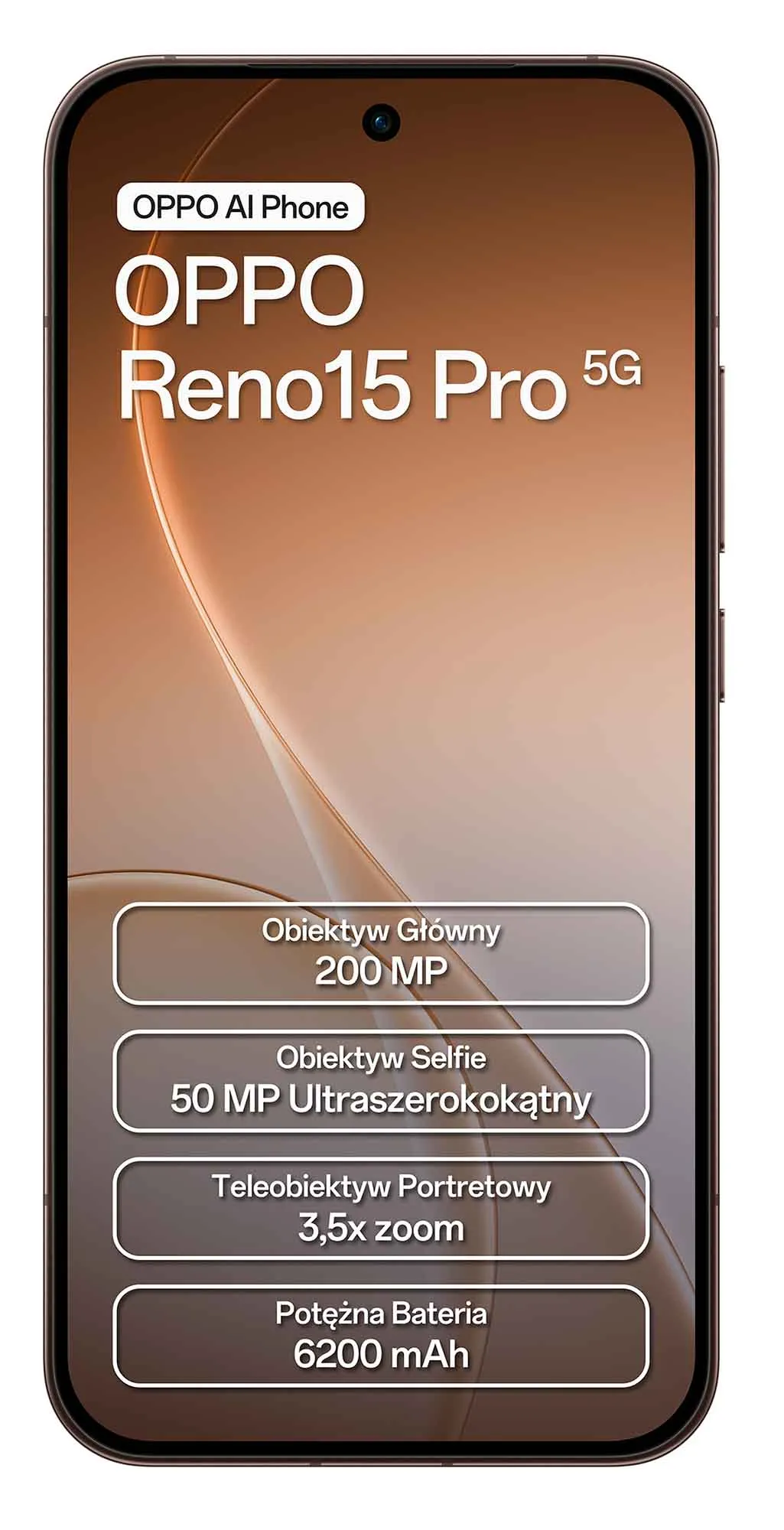 Smartfon OPPO Reno15 Pro 5G 12/512GB 6,32" 120Hz 200Mpix Brązowy